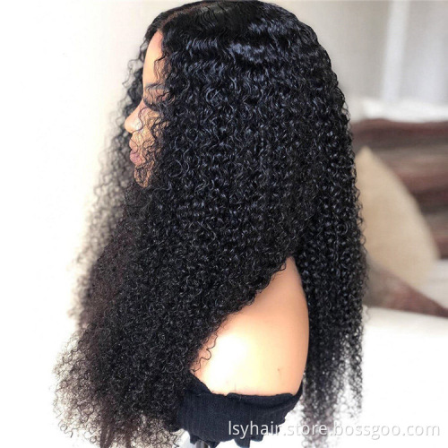 LSY 13x4 Brazilian Kinky Curly Hair Wig 150% Lace Front Human Hair Wigs For Women Black Color Remy Hair Lace Frontal Wig
